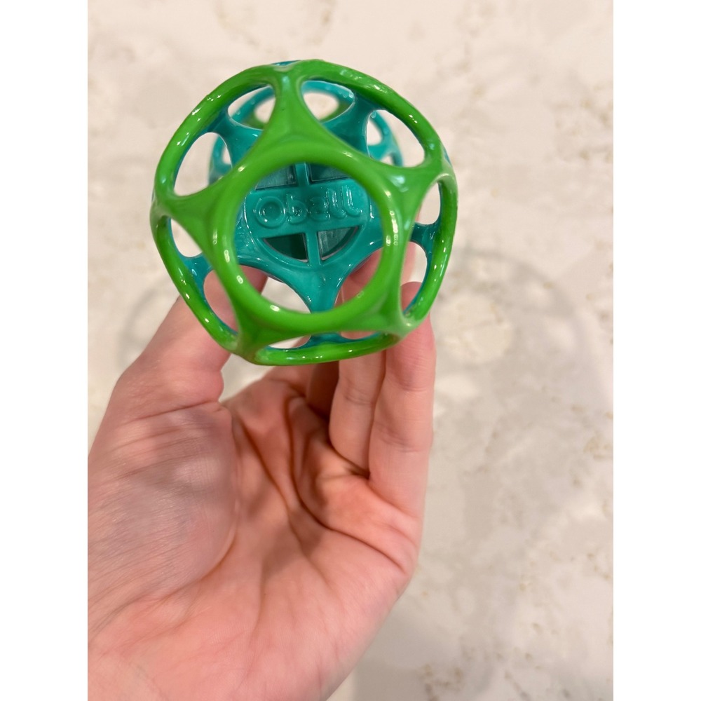 Oball Shaker Rattle Toy Green Teal Blue Infant Sensory Development Easy Grip - Picture 3 of 4